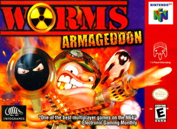 Worms Armageddon box art for Nintendo 64